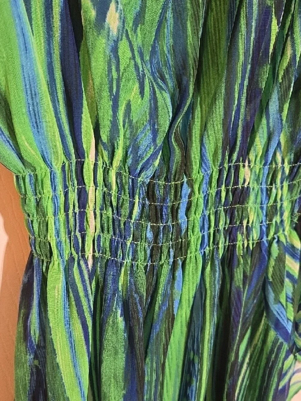 London Fog One-Shoulder Green Blue Abstract Dress Size 6 - Picture 6 of 7